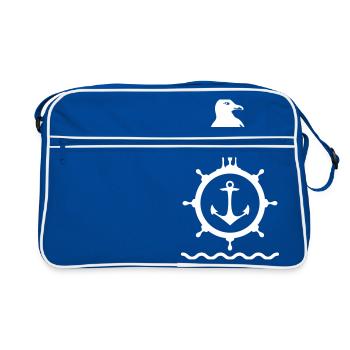 Seagull steering wheel armature shaft coast sea - Retro Bag - blue/white - Front