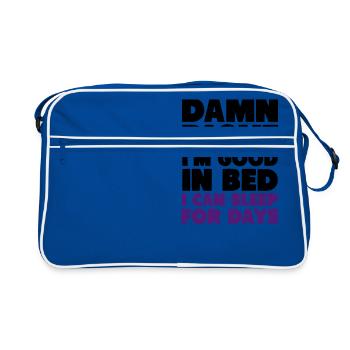 Good in bed funny sayings - Retro Bag - blue/white - Front