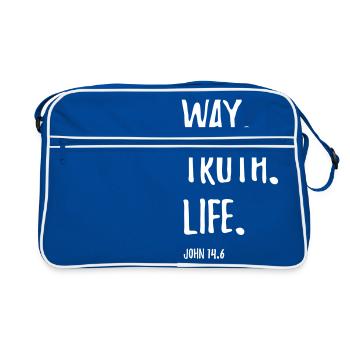Way Truth Life - John 14:6 - Retro Tasche - Blau/Weiß - Vorne