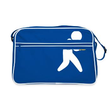 Un boxeur exerçant dans l'anneau - Sac Retro - bleu/blanc - Devant