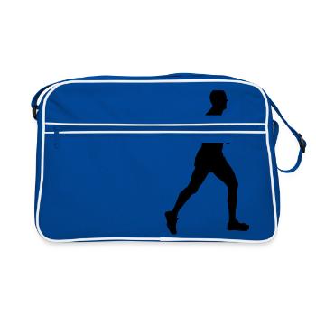 Joggen Rennen Mensch Geschenk Idee Gesundheit - Retro Tasche - Blau/Weiß - Vorne
