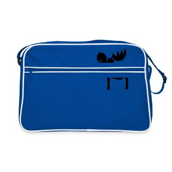 Moose reindeer deer christmas Rudolf antlers - Retro Bag - blue/white - Front