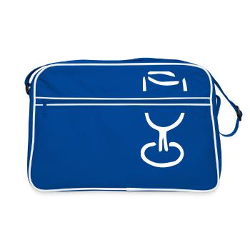 Weinglas,Flüssigkeit,Alkohol,Erfrischung,Wein,Saft - Retro Tasche - Blau/Weiß - Vorne