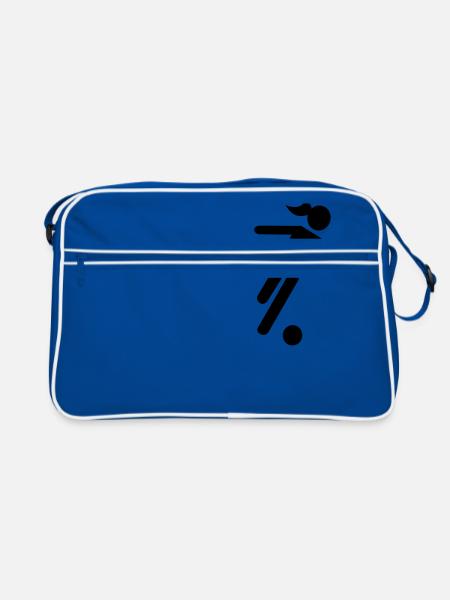 Fussball Frau - Retro Tasche - Blau/Weiß - Vorne