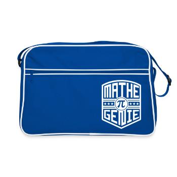 Mathe-Genie (Wappen) - Retro Tasche - Blau/Weiß - Vorne