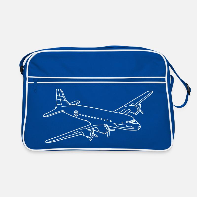 Flugzeug - Retro Tasche - Blau/Weiß