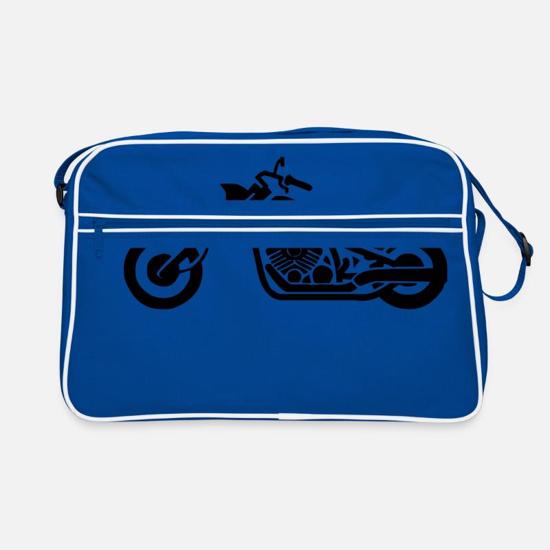 Motorrad - Retro Tasche - Blau/Weiß
