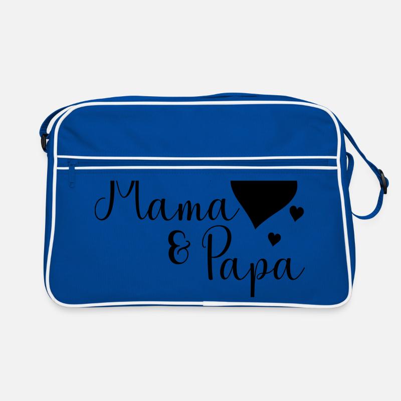 Mama und Papa - Retro Tasche - Blau/Weiß