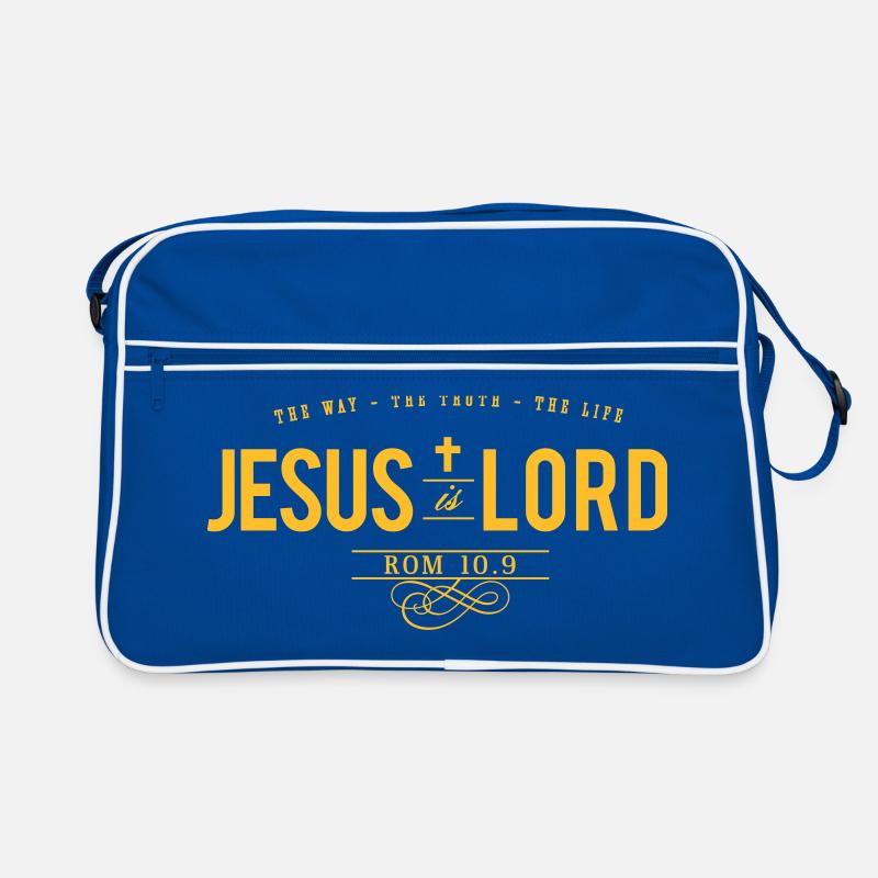 Jesus is Lord - Retro Tasche - Blau/Weiß