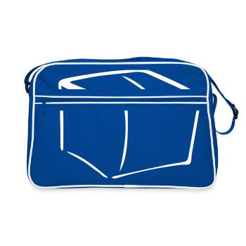 Packet,Papier,Post,Geschäft,Kasten,Versand - Retro Tasche - Blau/Weiß - Vorne