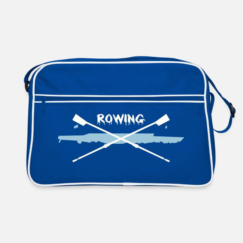Rudern, Ruderboot und Paddel - Retro Tasche - Blau/Weiß