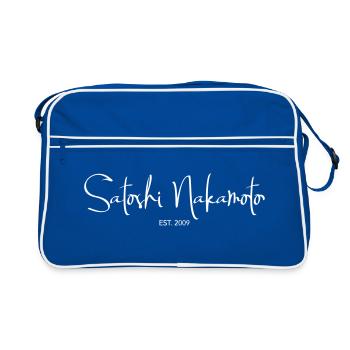 Satoshi Nakamoto Bitcoin Crypto inventeur - Sac Retro - bleu/blanc - Devant
