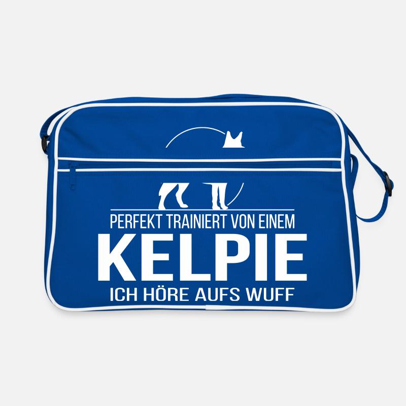 KELPIE ich höre aufs wuff - Retro Tasche - Blau/Weiß