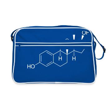 Estrogen (Female Sex Hormone) Molecule - Retro Bag - blue/white - Front