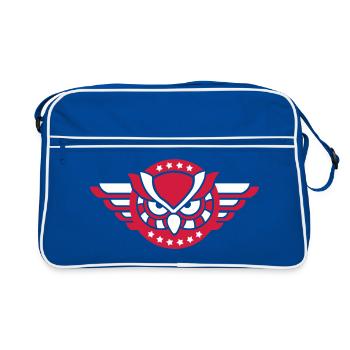Eule Wappen (owl crest) 03 - Retro Tasche - Blau/Weiß - Vorne