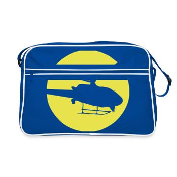 Hubschrauber Helikopter Helicopter Pilot Fliegen - Retro Tasche - Blau/Weiß - Vorne