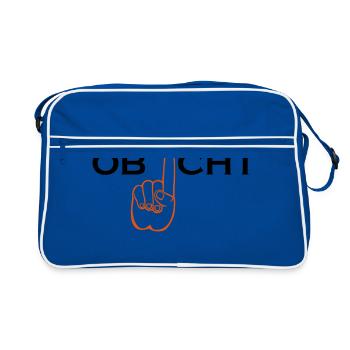 Obacht Achtung Finger - Retro Tasche - Blau/Weiß - Vorne