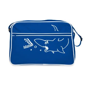 Hai verliert Gebiss - Retro Tasche - Blau/Weiß - Vorne