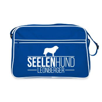 LEONBERGER Seelenhund - Retro Tasche - Blau/Weiß - Vorne