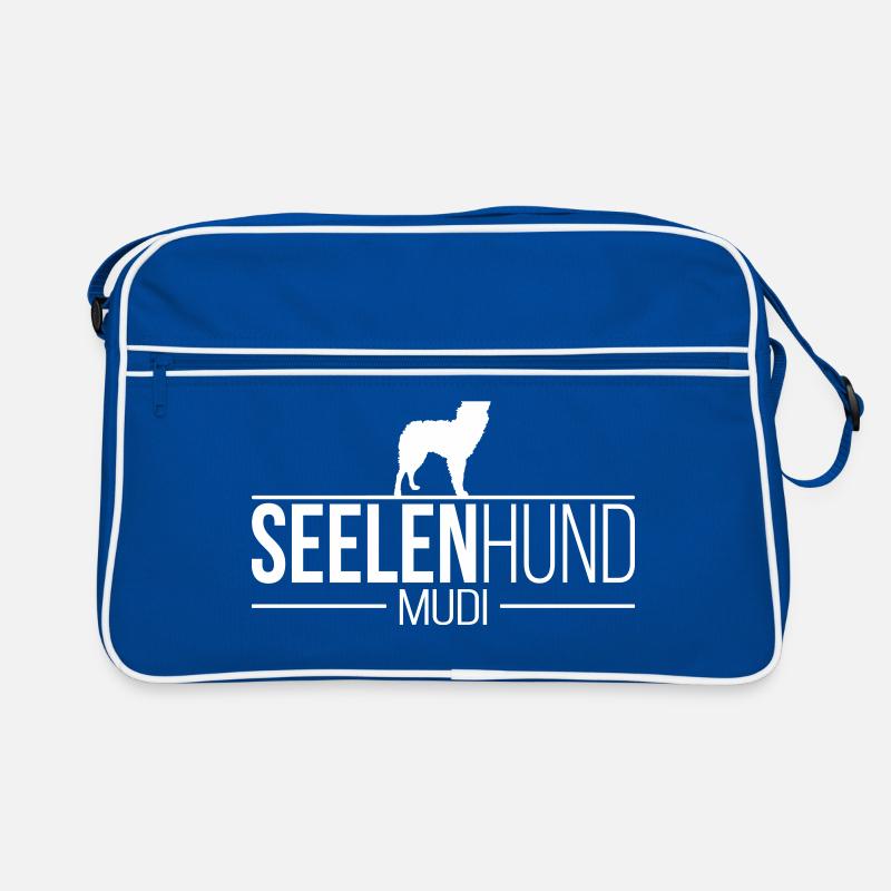 SEELENHUND Mudi Hundespruch Wilsigns Hunde - Retro Tasche - Blau/Weiß