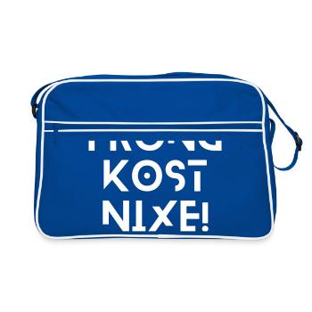 Frong kost nix - bayerischer Spruch - Retro Tasche - Blau/Weiß - Vorne