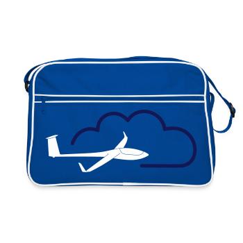 Wolke Segelflieger gleiten Segelflugzeug Pilot - Retro Tasche - Blau/Weiß - Vorne