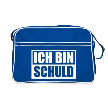Ich bin Schuld | Farbe änderbar - Retro Tasche - Blau/Weiß - Vorne