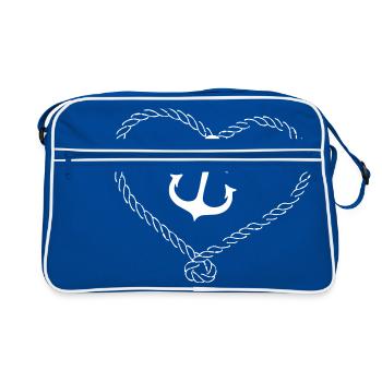 ancre avec le coeur sur la corde - Sac Retro - bleu/blanc - Devant