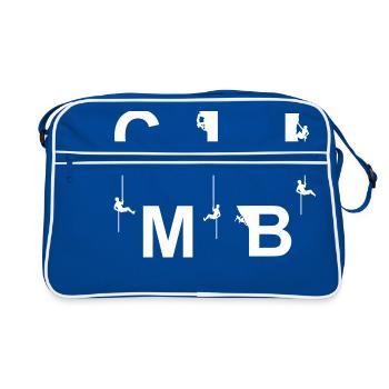 Klettern climb Bergsteiger Gipfelstürmer Geschenk - Retro Tasche - Blau/Weiß - Vorne