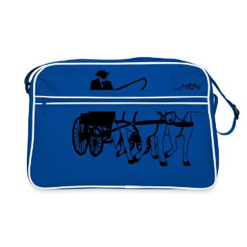 Carriage color customizable two-horse gift horse - Retro Bag - blue/white - Front