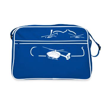 Hubschrauber Helikopter Helicopter Tshirt Geschenk - Retro Tasche - Blau/Weiß - Vorne