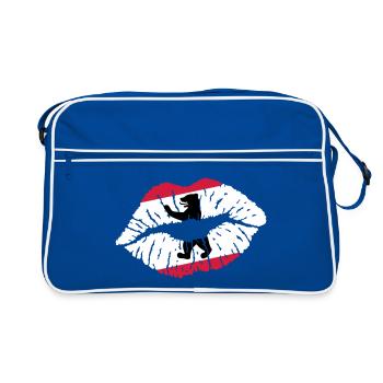 Kussmund (Berlin) - Retro Tasche - Blau/Weiß - Vorne