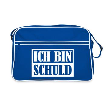 Ich bin Schuld | Farbe änderbar - Retro Tasche - Blau/Weiß - Vorne