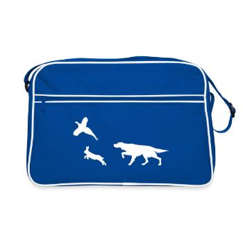 Irish Setter - Bunny & Pheasant - Silhouette - Sac Retro - bleu/blanc - Devant