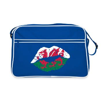 Kussmund (Wales) - Retro Tasche - Blau/Weiß - Vorne