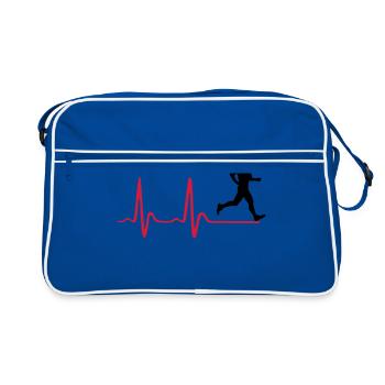 Laufen, Läufer und Herzschlag - Retro Tasche - Blau/Weiß - Vorne