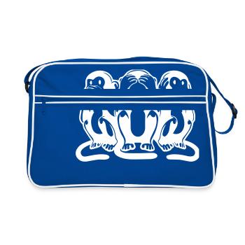 Les 3 singes - Sac Retro - bleu/blanc - Devant