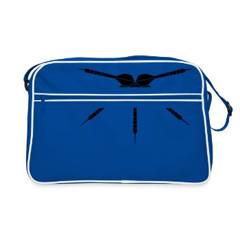 logo verein spielen darts club werfen dart pfeil s - Retro Tasche - Blau/Weiß - Vorne