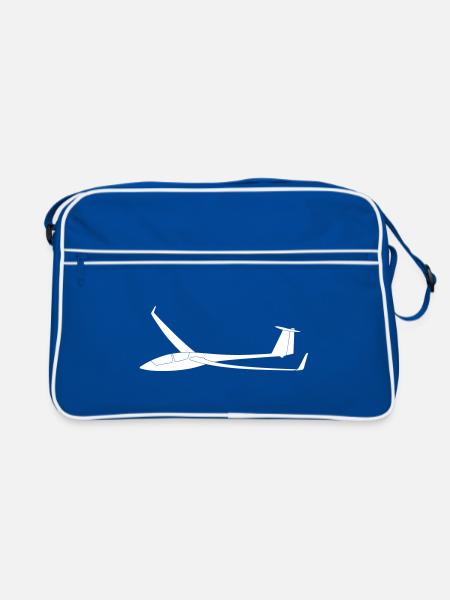 ash25 Segelflugzeug Segelfliegen Segelflieger - Retro Tasche - Blau/Weiß - Vorne