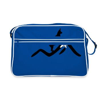 Berge, Gams und Edelweiß - Retro Tasche - Blau/Weiß - Vorne