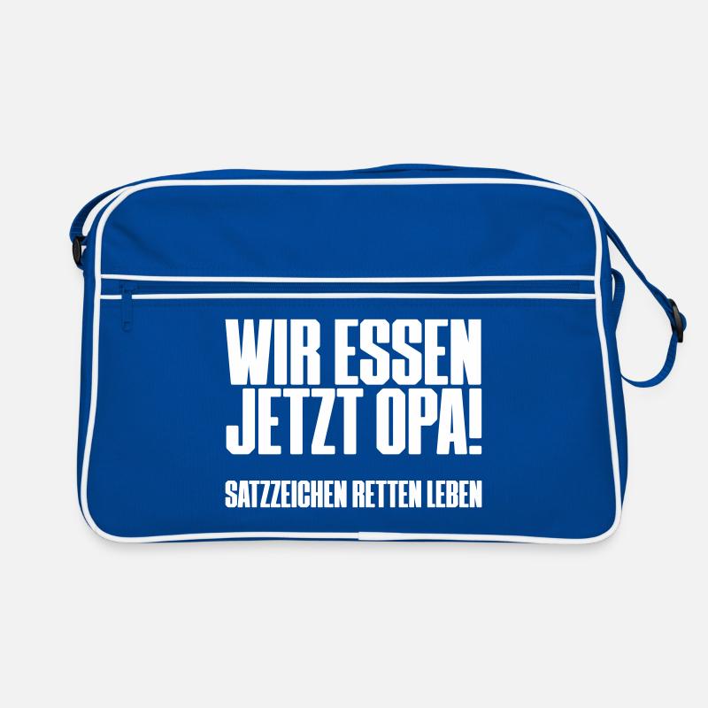 Satzzeichen retten Leben! - Retro Tasche - Blau/Weiß