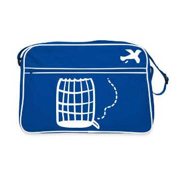 Käfig - Vogel fliegt - Retro Tasche - Blau/Weiß - Vorne