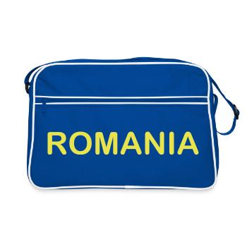 Schriftzug "Romania" - Retro Tasche - Blau/Weiß - Vorne