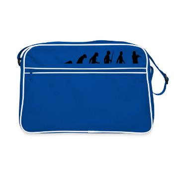 Trumpet. Evolution, human, monkey music instrument - Retro Bag - blue/white - Front