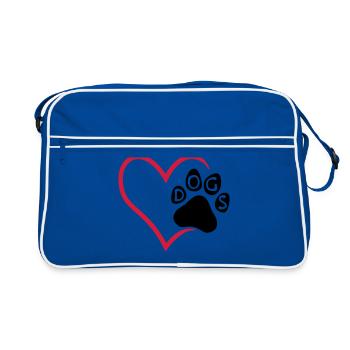 Patte de chien dans le coeur - j'aime les chiens - Sac Retro - bleu/blanc - Devant