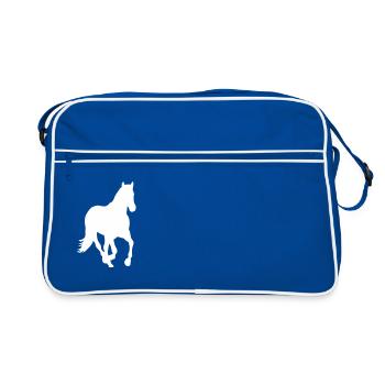 Pferd Pony Wildpferd - Retro Tasche - Blau/Weiß - Vorne
