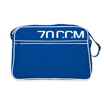 70 ccm Moped Emblem - Retro Tasche - Blau/Weiß - Vorne