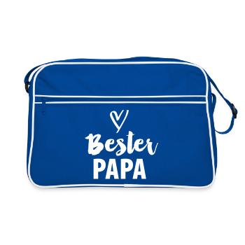 Bester Papa - Retro Tasche - Blau/Weiß - Vorne