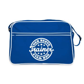 Bester Trainer (Stempel) - Retro Tasche - Blau/Weiß - Vorne