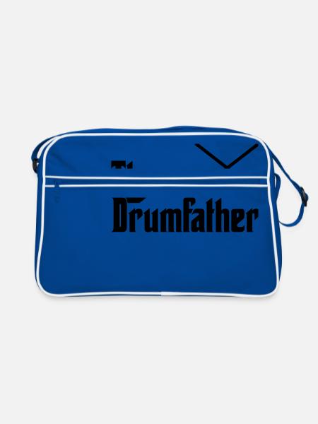 Tambour Père T-shirt anniversaire idée cadeau drôle - Sac Retro - bleu/blanc - Devant
